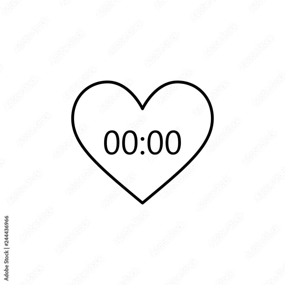 heart shaped clock icon. Element of Valentine's Day icon for mobile concept and web apps. Detailed heart shaped clock icon can be used for web and mobile