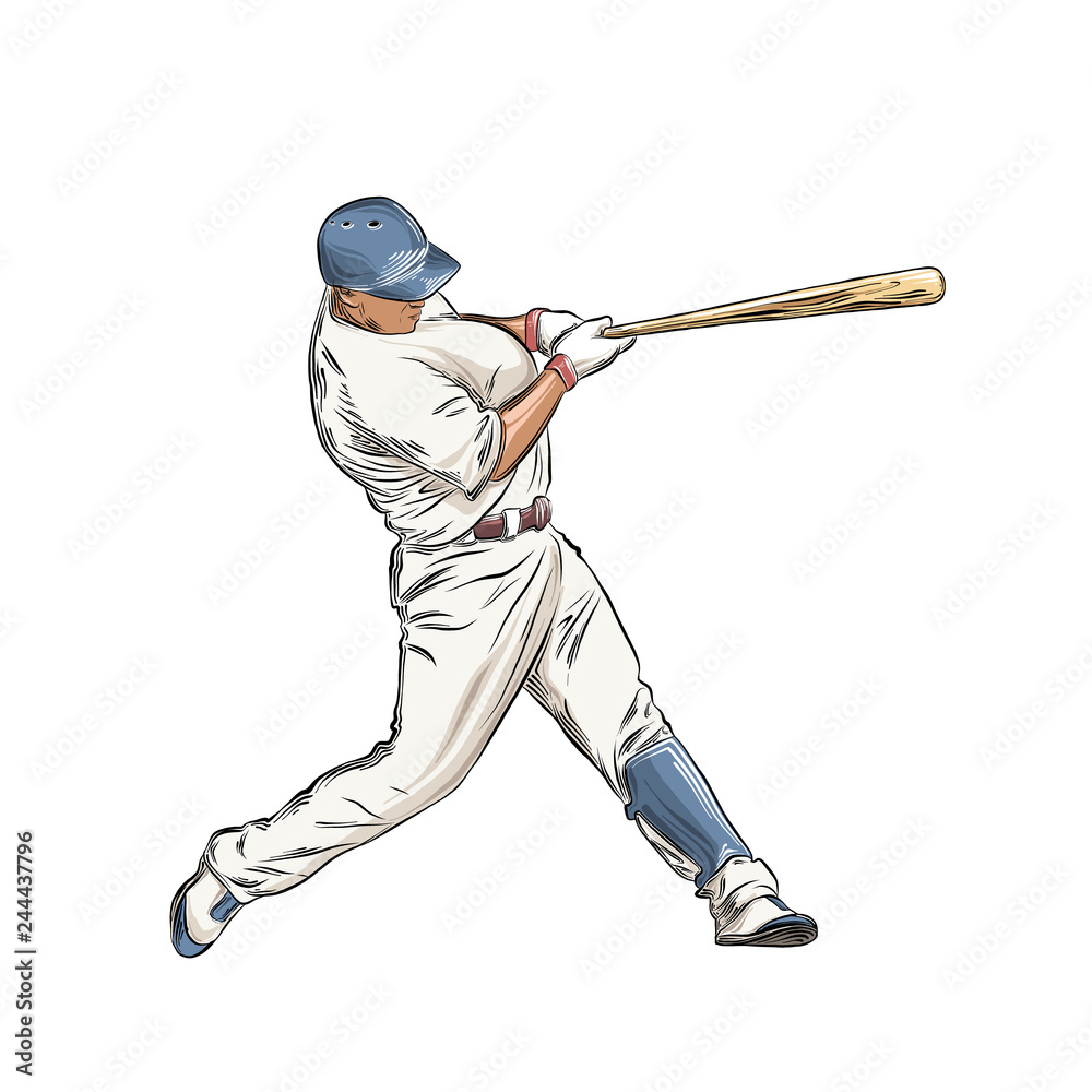 Premium Vector  Drawing of the baseball player hand draw