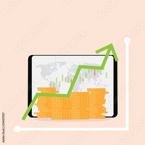 business financial graph invesment concept, with stock graph on tablet.
