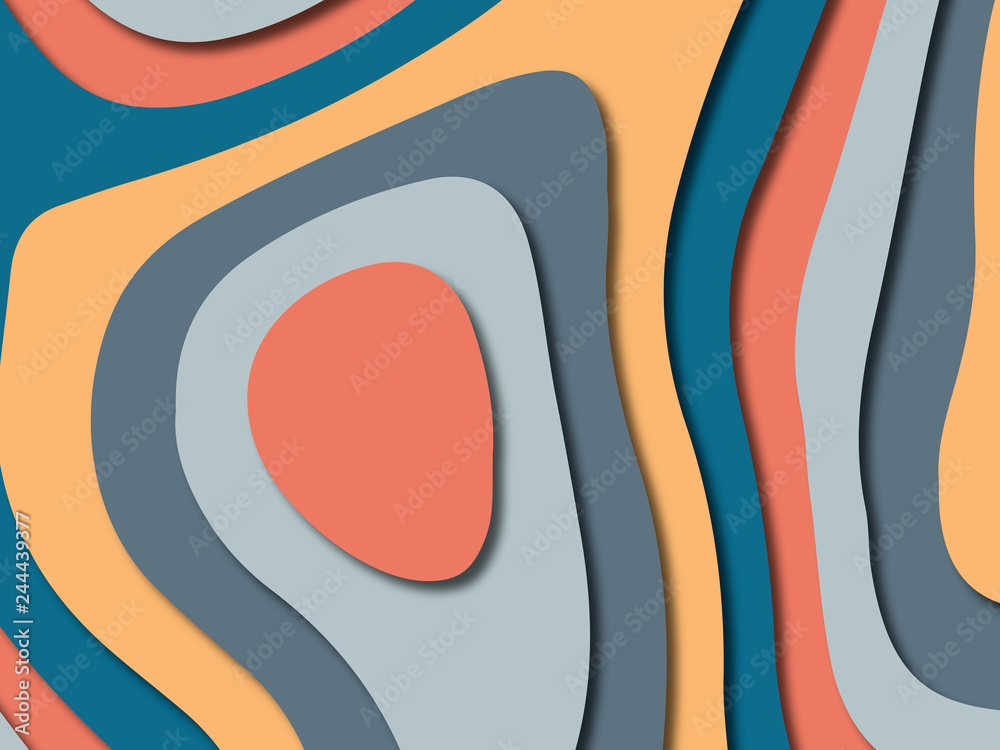 Obraz premium Paper art cartoon abstract waves. Paper carve background. Modern origami design template.Paper cut background. Abstract realistic paper decoration for design textured