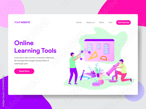 Landing page template of Online Learning Tools Illustration Concept. Modern flat design concept of web page design for website and mobile website.Vector illustration