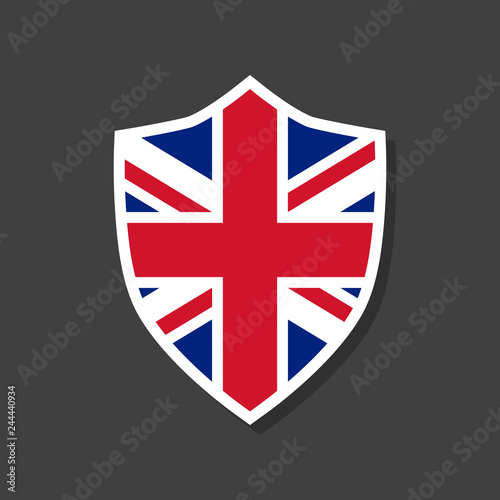 great britain flag, shield vector icon of united kingdom