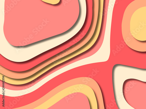 3D abstract background with paper cut shapes.Abstract paper carve template background,for book cover.Paper cut background. Abstract realistic paper decoration for design