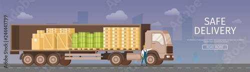 Side View of Open Safe Delivery Warehouse Truck