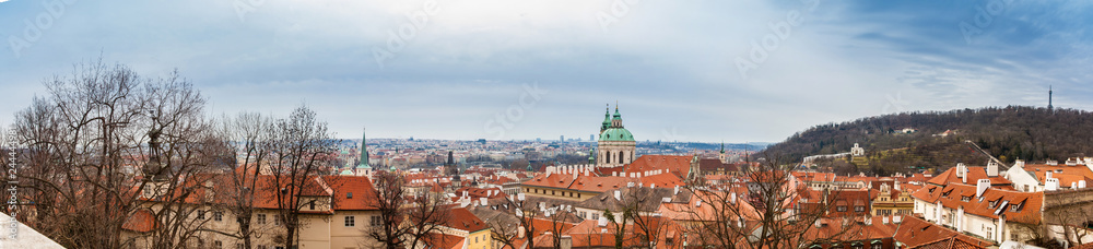Panorama of the Prague city at the begining of spring