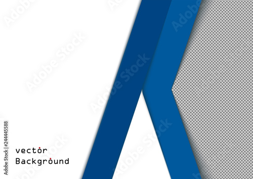 Blue triangle background vector geometric element overlap layer on white and steel metal plate space for text and industrial design