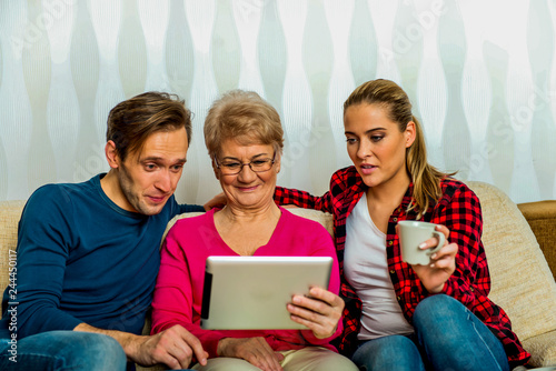 Family using tablet