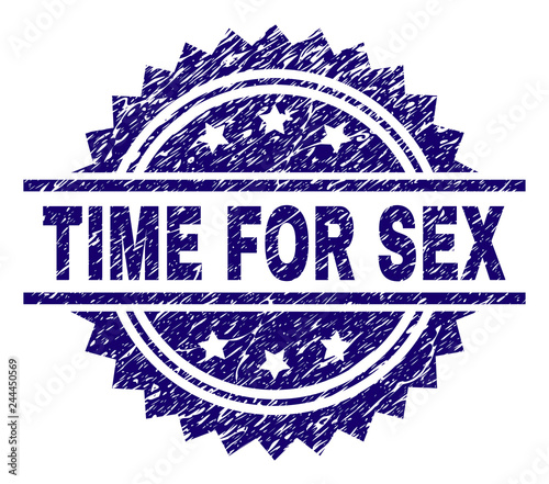 TIME FOR SEX stamp seal watermark with distress style. Blue vector rubber print of TIME FOR SEX tag with unclean texture.