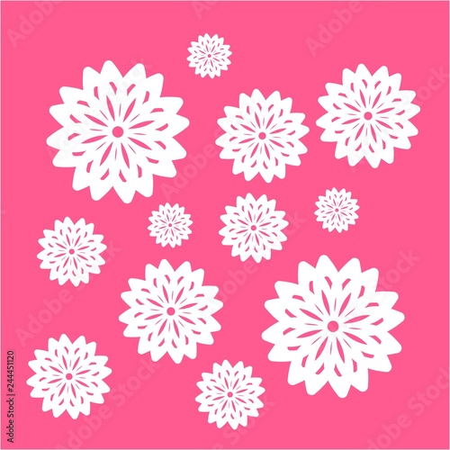simple White flower in pink background ornament vector illustration © SarivArt