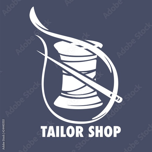 Tailor fashion shop icon thread coil and needle