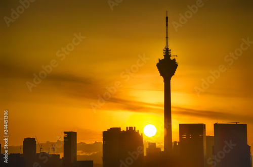Photography Silhouette of Kuala Lumpur city during Sunrise