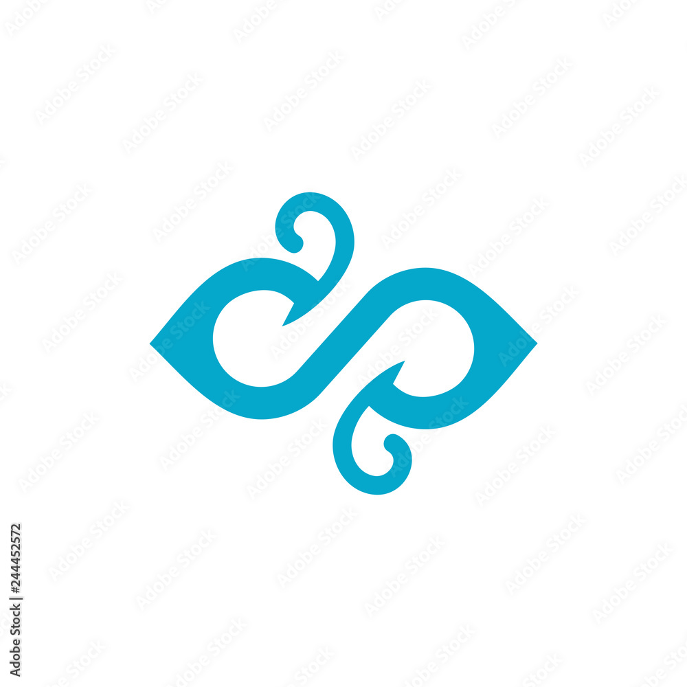 abstract blue waves curl design logo vector abstract blue waves curl design logo vector