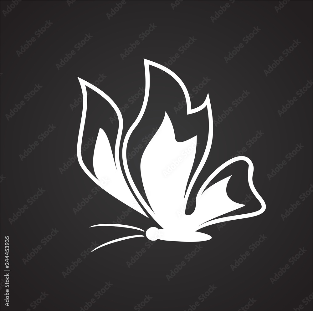 Butterfly icon on black background for graphic and web design, Modern simple vector sign. Internet concept. Trendy symbol for website design web button or mobile app