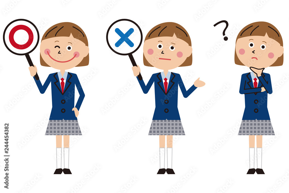 ポップな学生服の女の子 〇×? ポップな学生服の女の子 〇×?