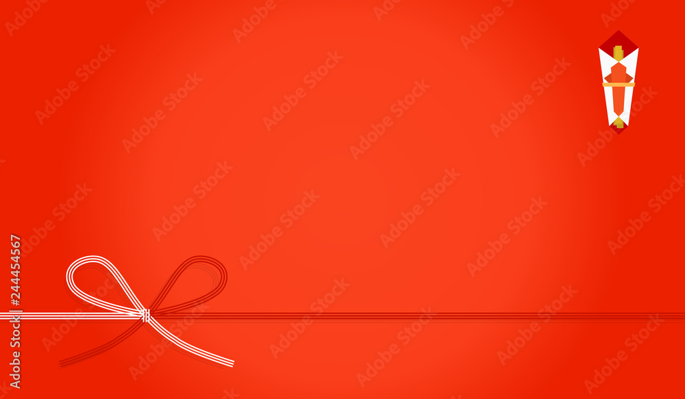 赤い和紙の上の水引と熨斗紙のお祝い背景 ベクターイラスト Stock ベクター Adobe Stock