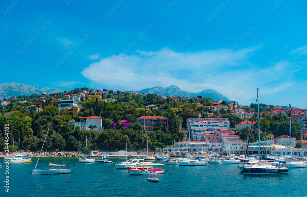 boats and yachts in boka kotor bay in montenegro marina