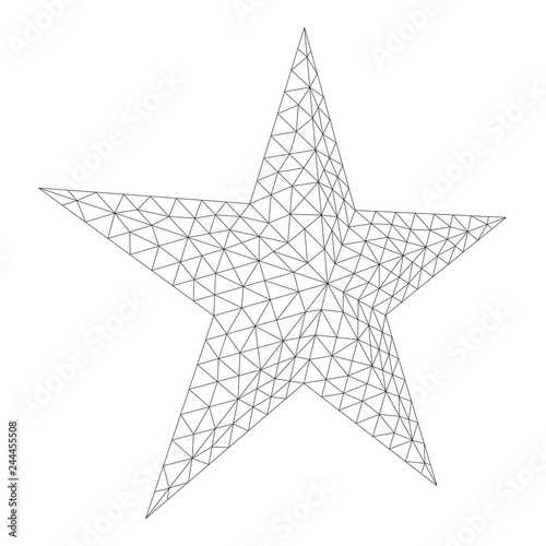 Five-pointed star. Abstract model wireframe low poly mesh vector illustration
