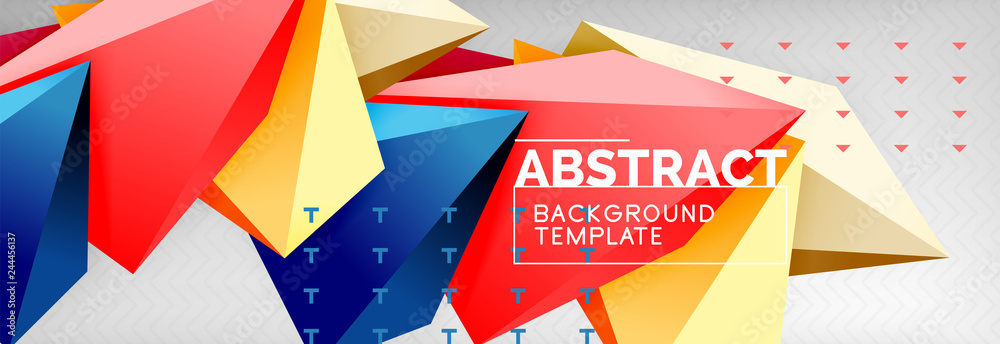 Bright colorful triangular poly 3d composition, abstract geometric background, minimal design, polygonal futuristic poster template Bright colorful triangular poly 3d composition, abstract geometric background, minimal design, polygonal futuristic poster template