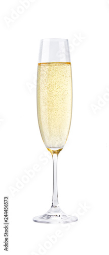 Full glass of champagne isolated on a white background