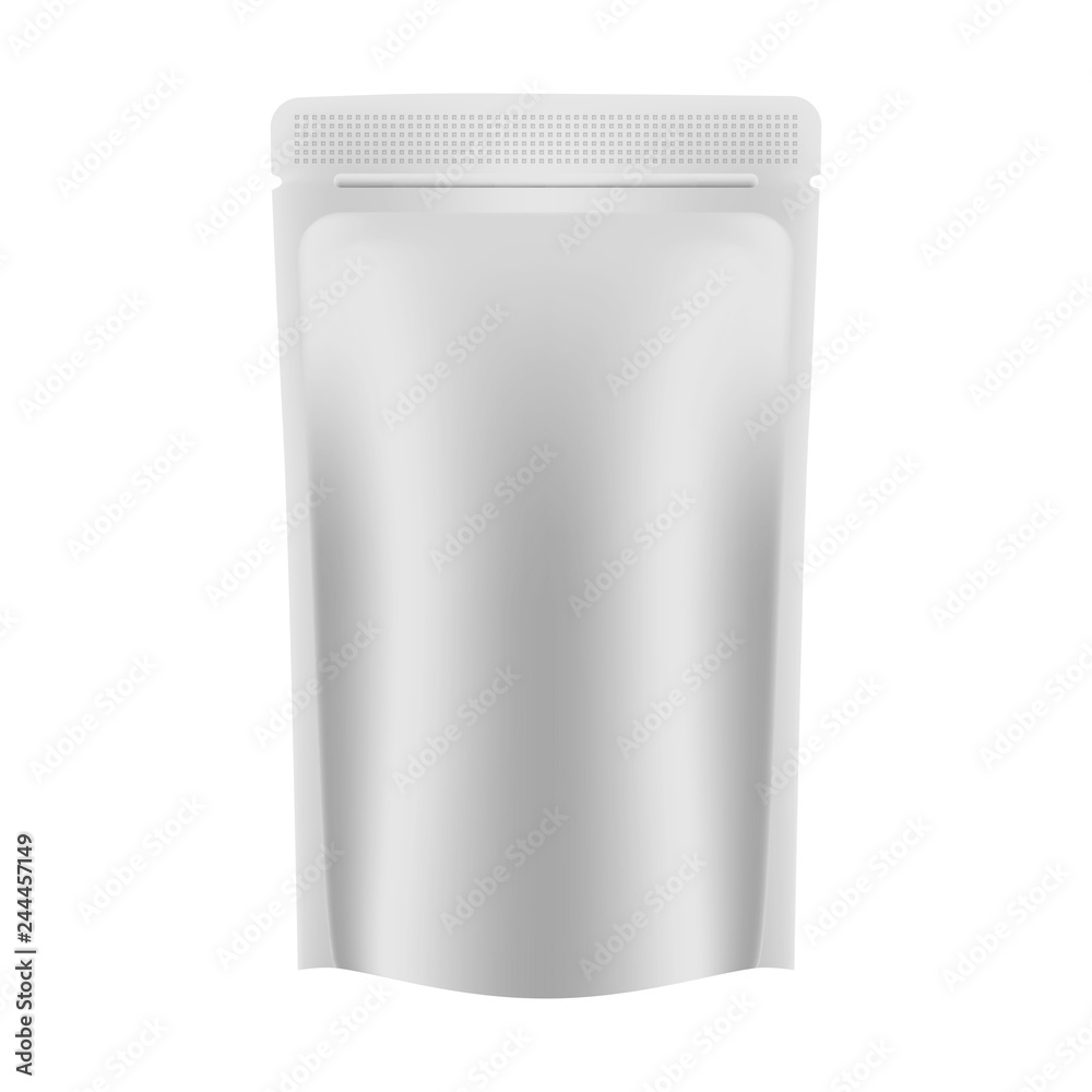 Blank vacuum stand up pouch isolated on white background, mockup Blank vacuum stand up pouch isolated on white background, mockup