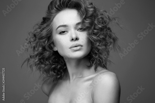 Photography Beautiful young woman. amazing curly girl