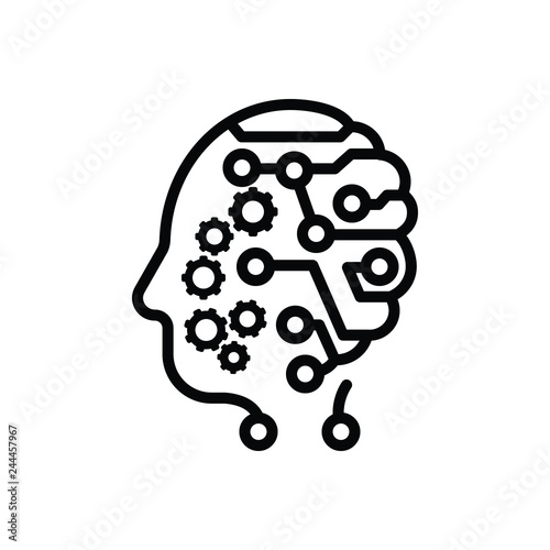 Black line icon for mind 