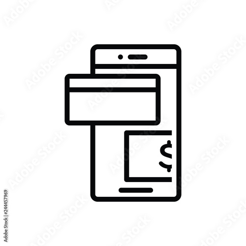 Black line icon for pay 