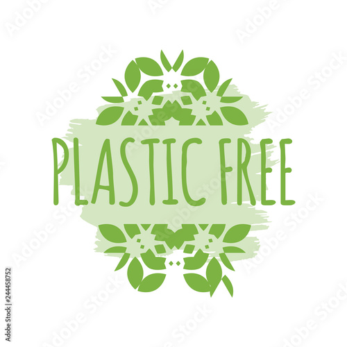 Plastic free organic products stickers, Eco friendly template concept.