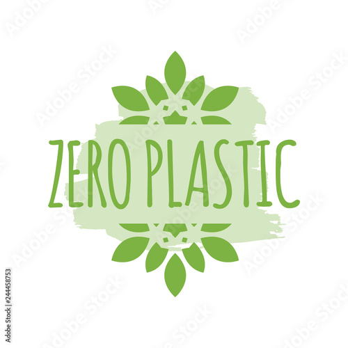 Plastic free organic products stickers, Eco friendly template concept.