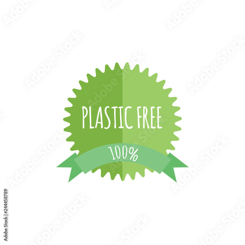 Plastic free organic products stickers, Eco friendly template concept.