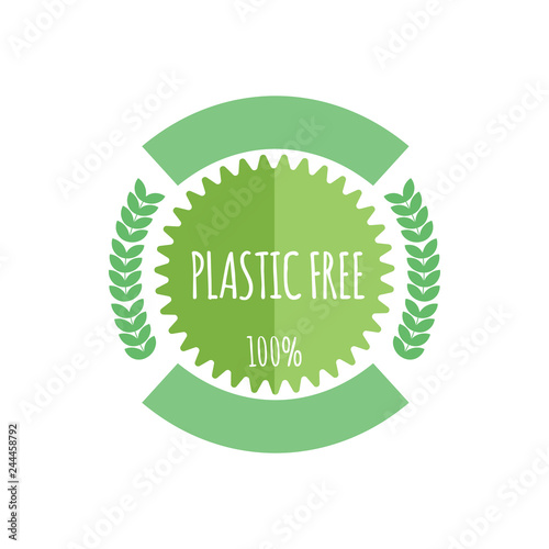 Plastic free organic products stickers, Eco friendly template concept.