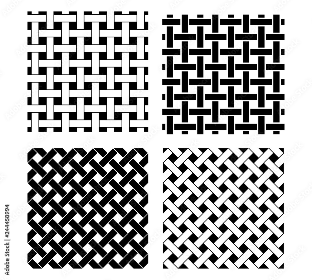 Seamless knot pattern in black and white, vector - obrazy, fototapety, plakaty 