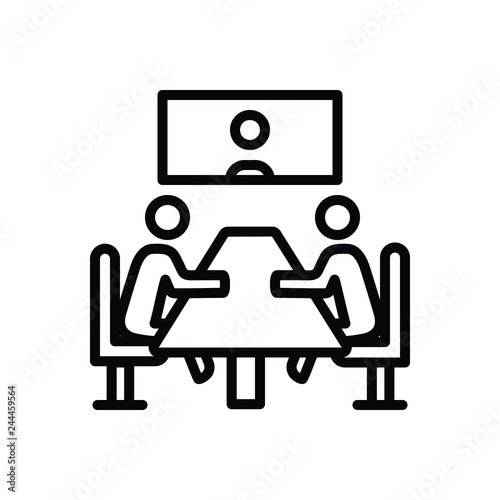 Black line icon for meeting 