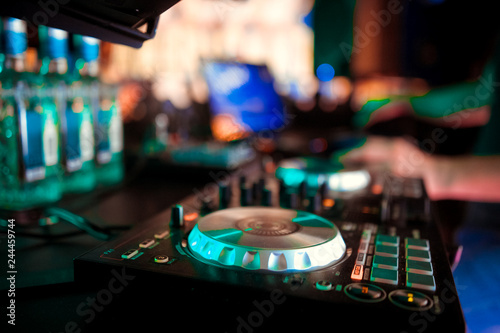 DJ console at the nightclub. Nightlife