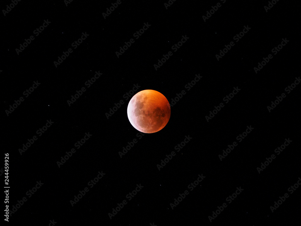 Moon eclipse. Red Moon. Clear night sky. Moon eclipse. Red Moon. Clear night sky.