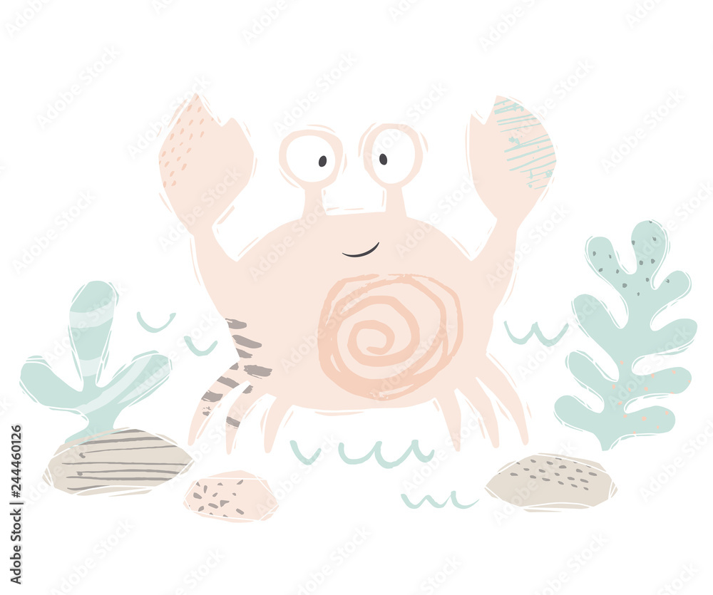 Crab baby cute print. Sweet sea animal. Crab baby cute print. Sweet sea animal.