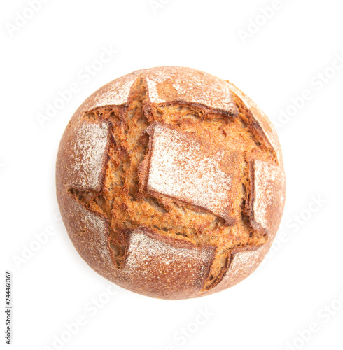 fresh rye bread on a white background