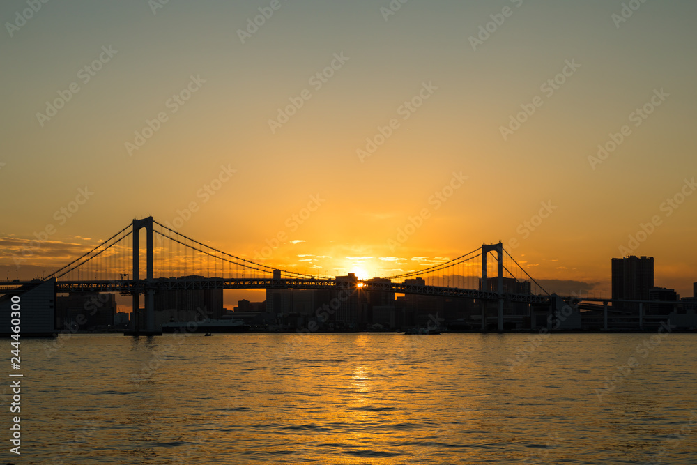 (東京都ー都市風景)レインボーブリッジの夕景8 (東京都ー都市風景)レインボーブリッジの夕景8