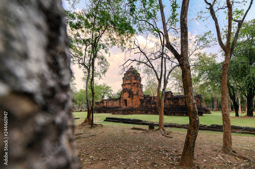 Prasat Muang Sing are Ancient ruins of Khmer temple in historical park photo