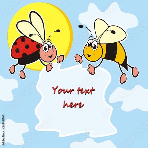 bee and ladybug  vector illustration