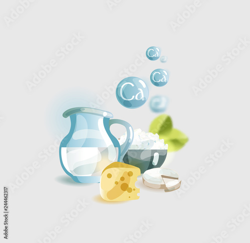Calcium in food. Natural organic foods high in calcium. Time for health.