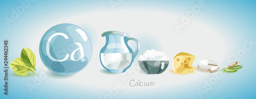 Calcium in food. Natural organic foods high in calcium. Time for health.