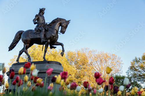 Statue of George Washington in Spring