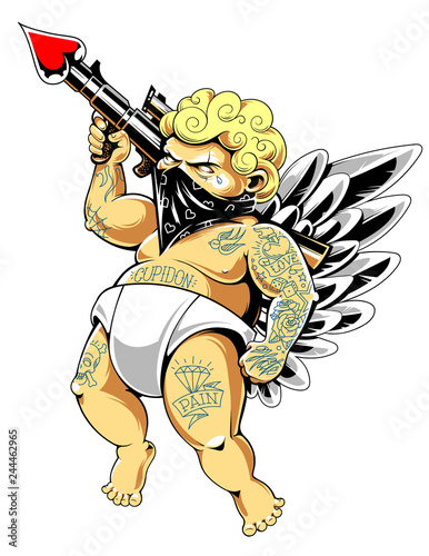 Tattooed Cupidon Vector Art