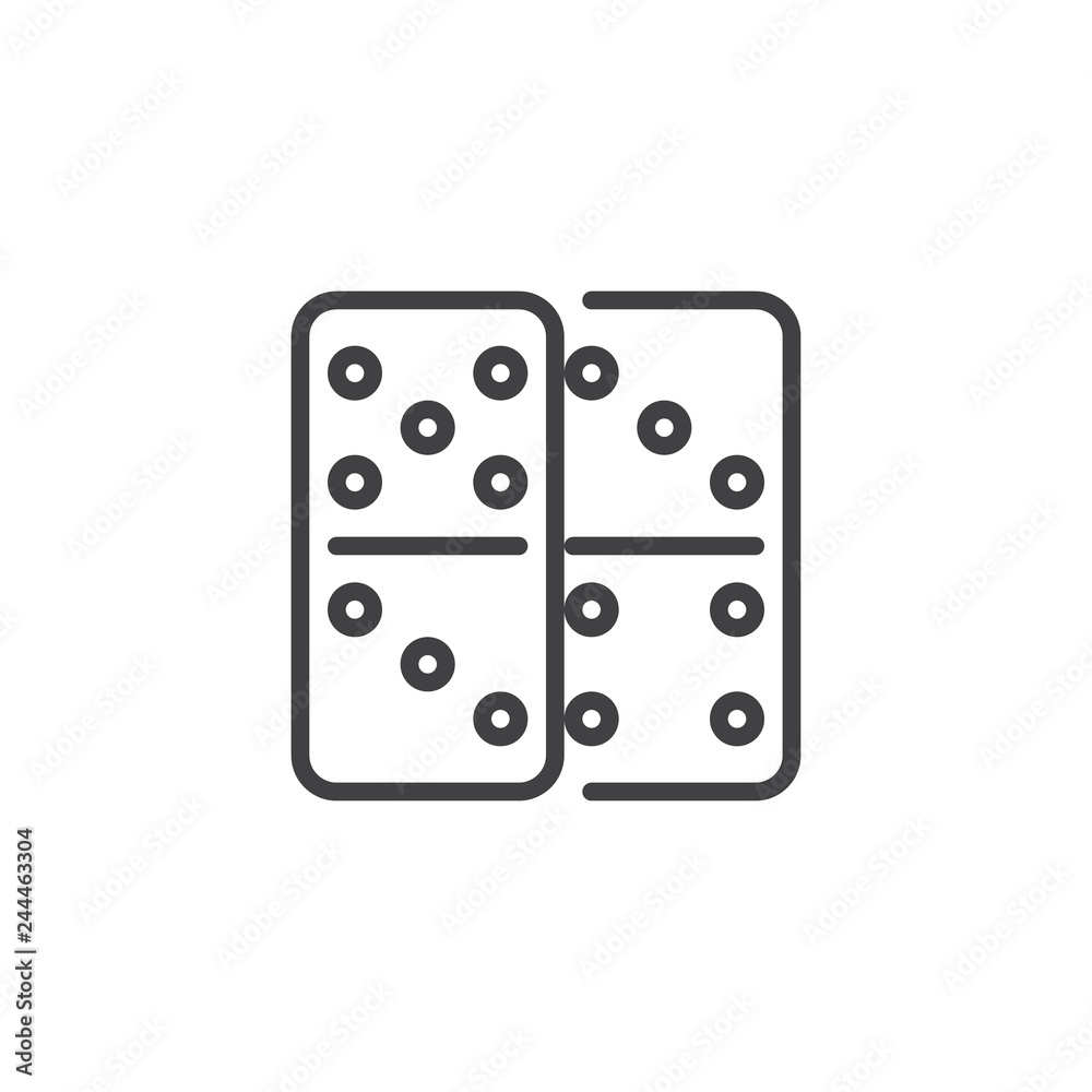 Dominoes game line icon. linear style sign for mobile concept and web design. Domino outline vector icon. Casino and gambling symbol, logo illustration. Pixel perfect vector graphics Dominoes game line icon. linear style sign for mobile concept and web design. Domino outline vector icon. Casino and gambling symbol, logo illustration. Pixel perfect vector graphics