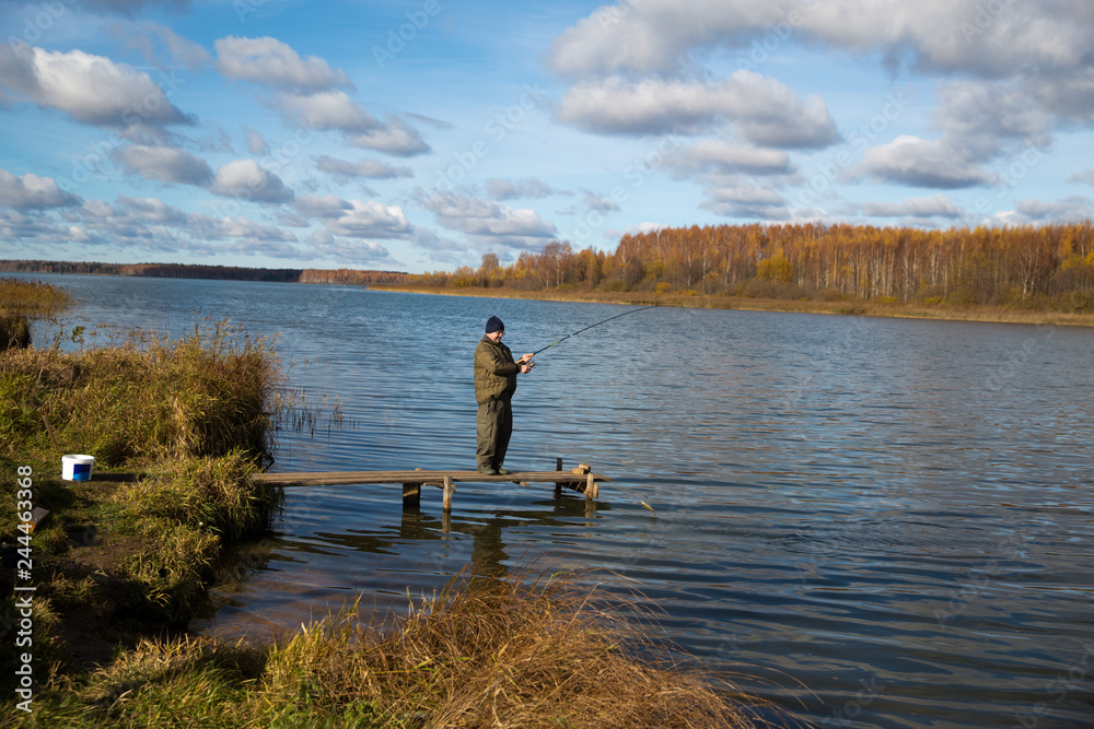 Autumn fishing on the lake