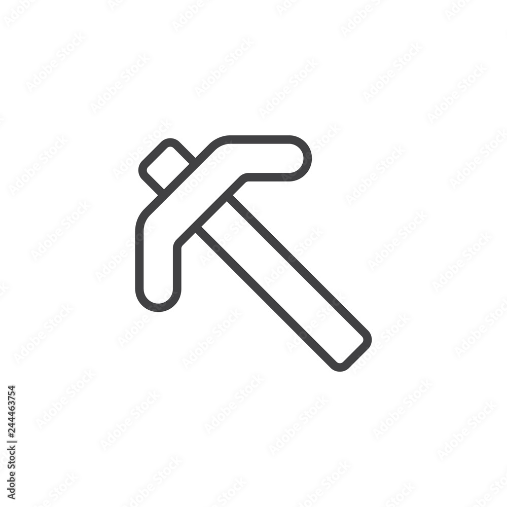 Pick axe line icon. linear style sign for mobile concept and web design. Mining pick ax outline vector icon. Symbol, logo illustration. Pixel perfect vector graphics