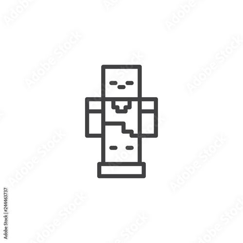 Pixel robot line icon. linear style sign for mobile concept and web design. Gaming zombie mob outline vector icon. Symbol, logo illustration. Pixel perfect vector graphics