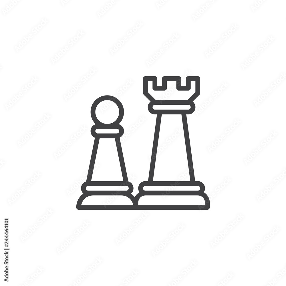 Obraz premium Chess piece line icon. linear style sign for mobile concept and web design. Chess game outline vector icon. Symbol, logo illustration. Pixel perfect vector graphics