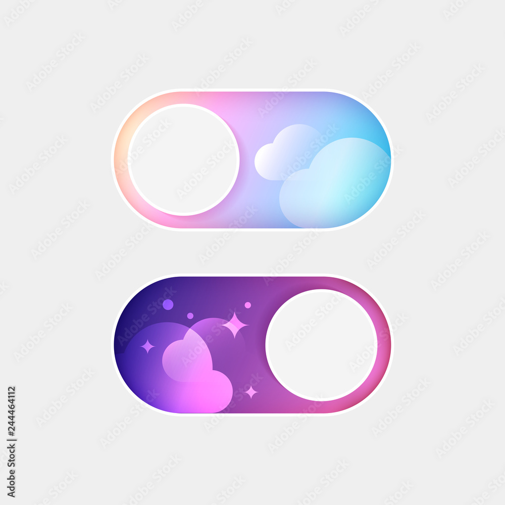 Vector On Off Switch. Day and Night Mode Switcher for Phone Screens ...